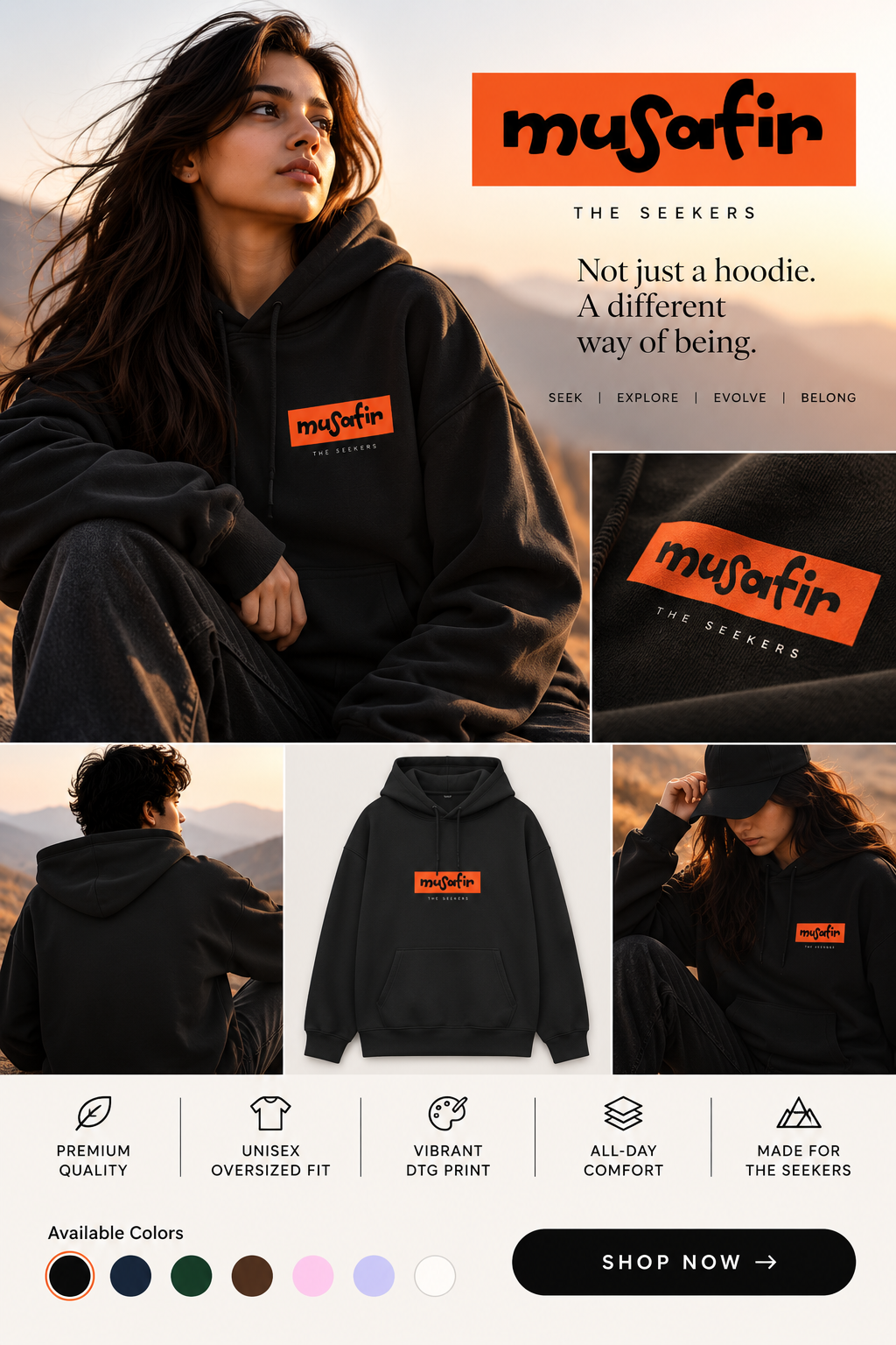 SEEKERS Musafir Oversized Hoodie | Unisex Streetwear