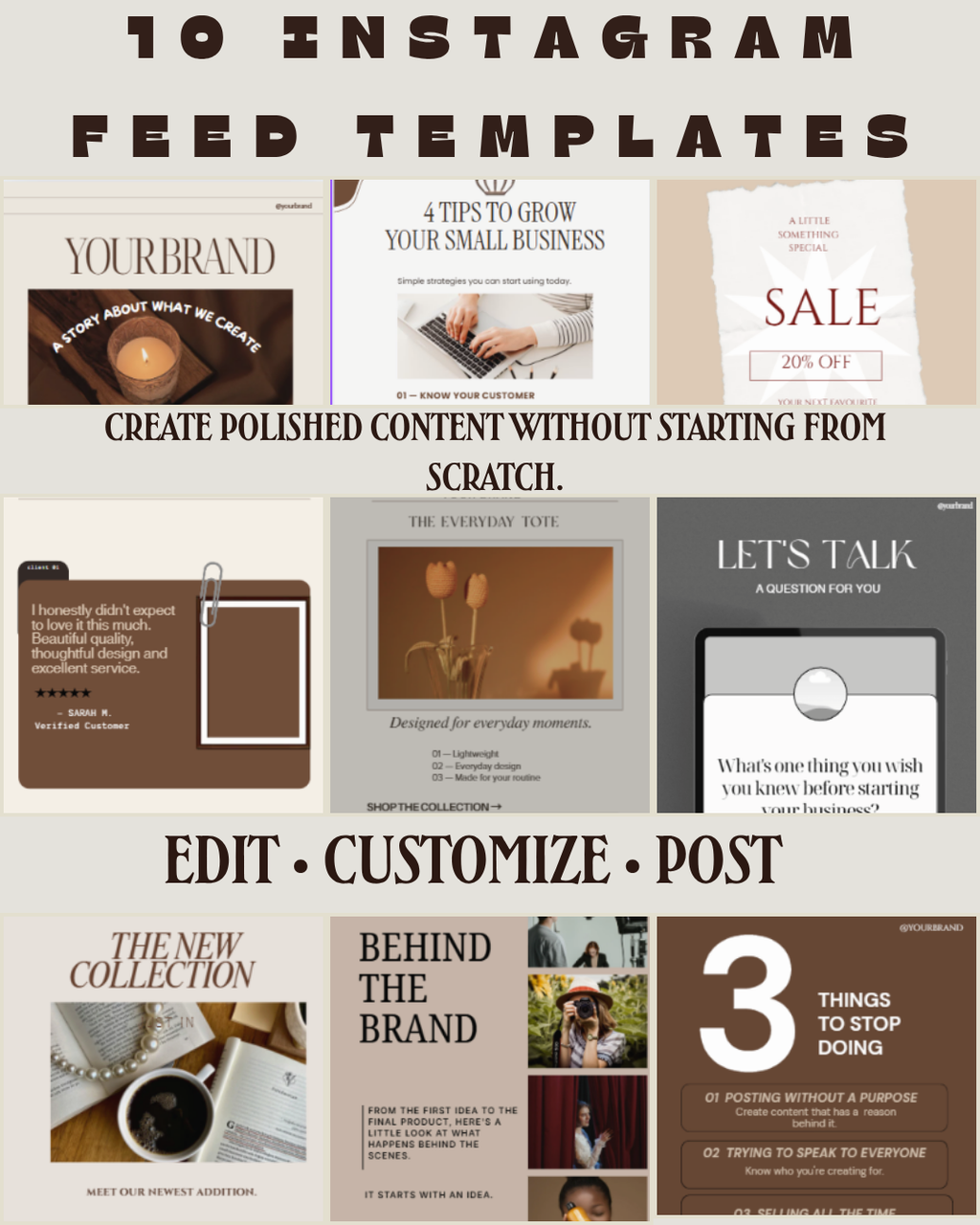 10 editable Instagram feed templates for small businesses and creators