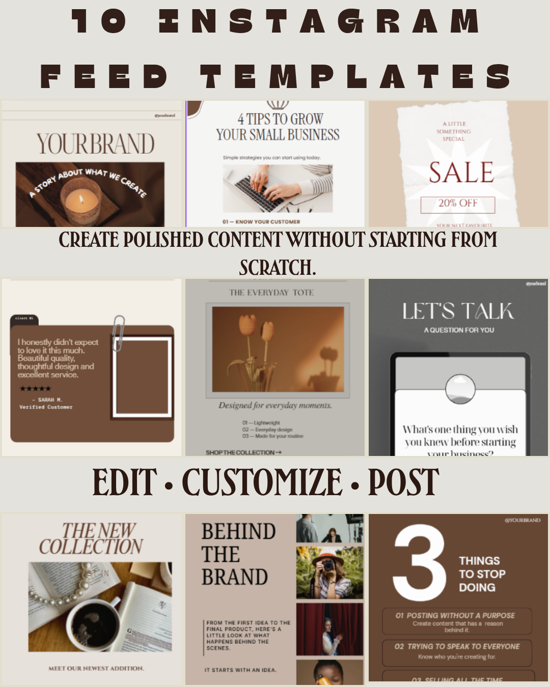 10 editable Instagram feed templates for small businesses and creators
