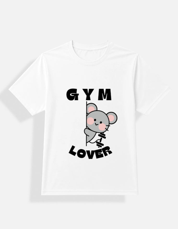 White unisex DryFit gym lover T-shirt with fitness design